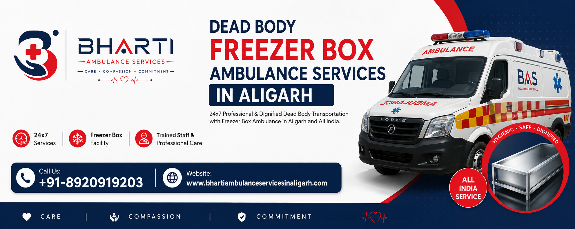 Dead Body Freezer Box Ambulance Services in Aligarh